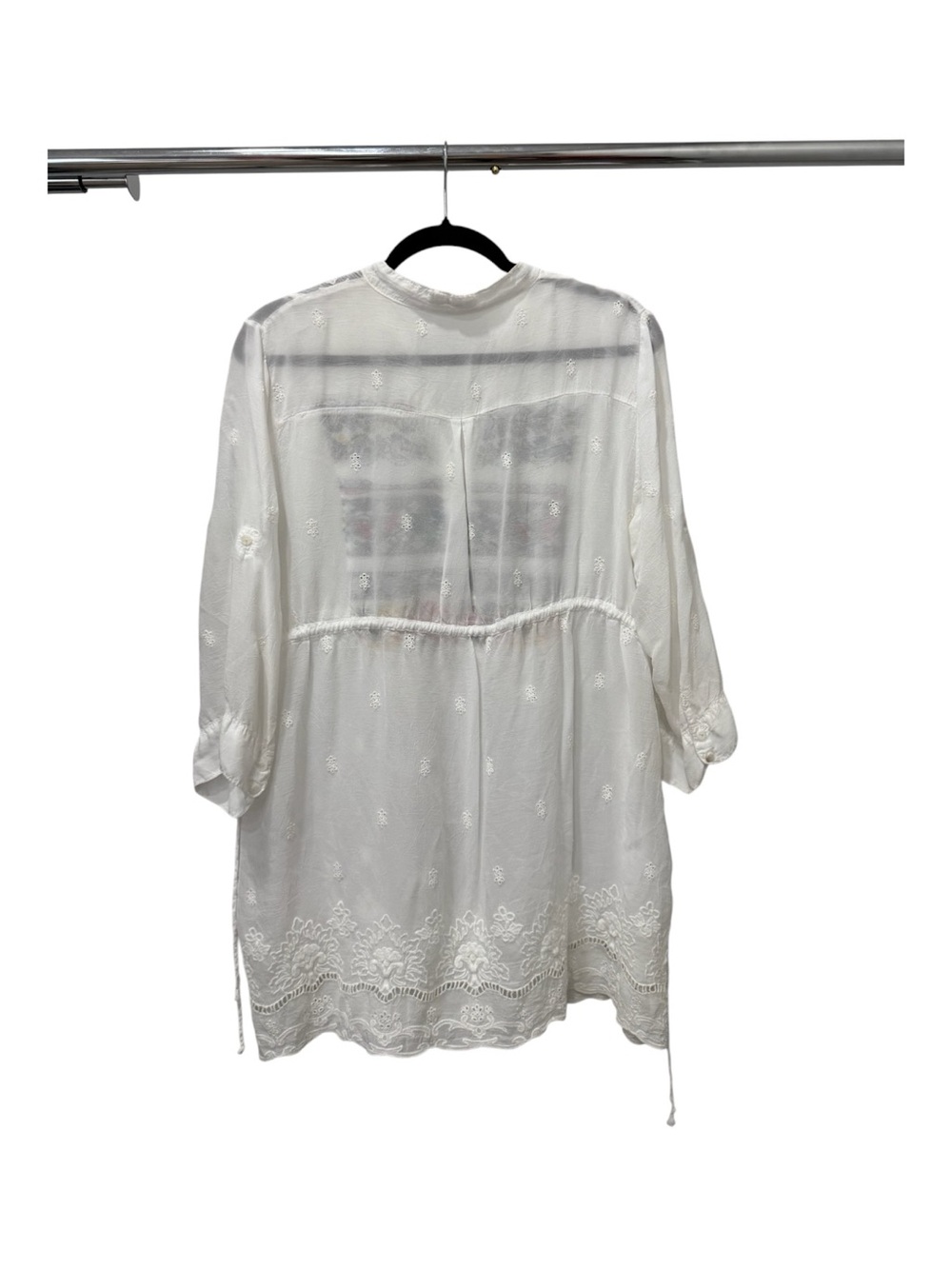 Johnny Was White Embroidered Boho Tunic Blouse Medium Cupra Rayon - Picture 2 of 7